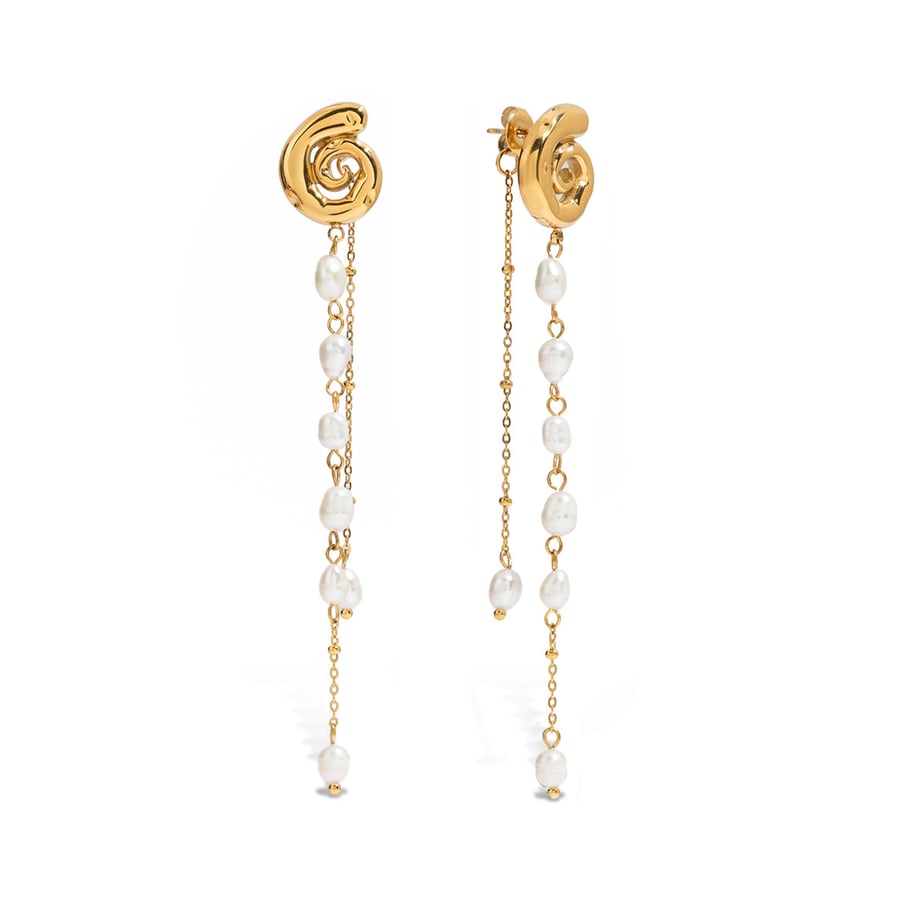 Elegante Quaste Edelstahl Gold Farbe Baumeln Ohrringe 