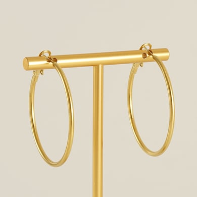 Orecchini a cerchio classici in acciaio inossidabile color oro h5 Immagine5