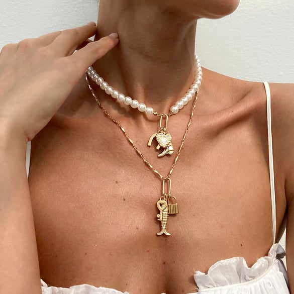 Retro Heart Alloy Layered Necklaces
