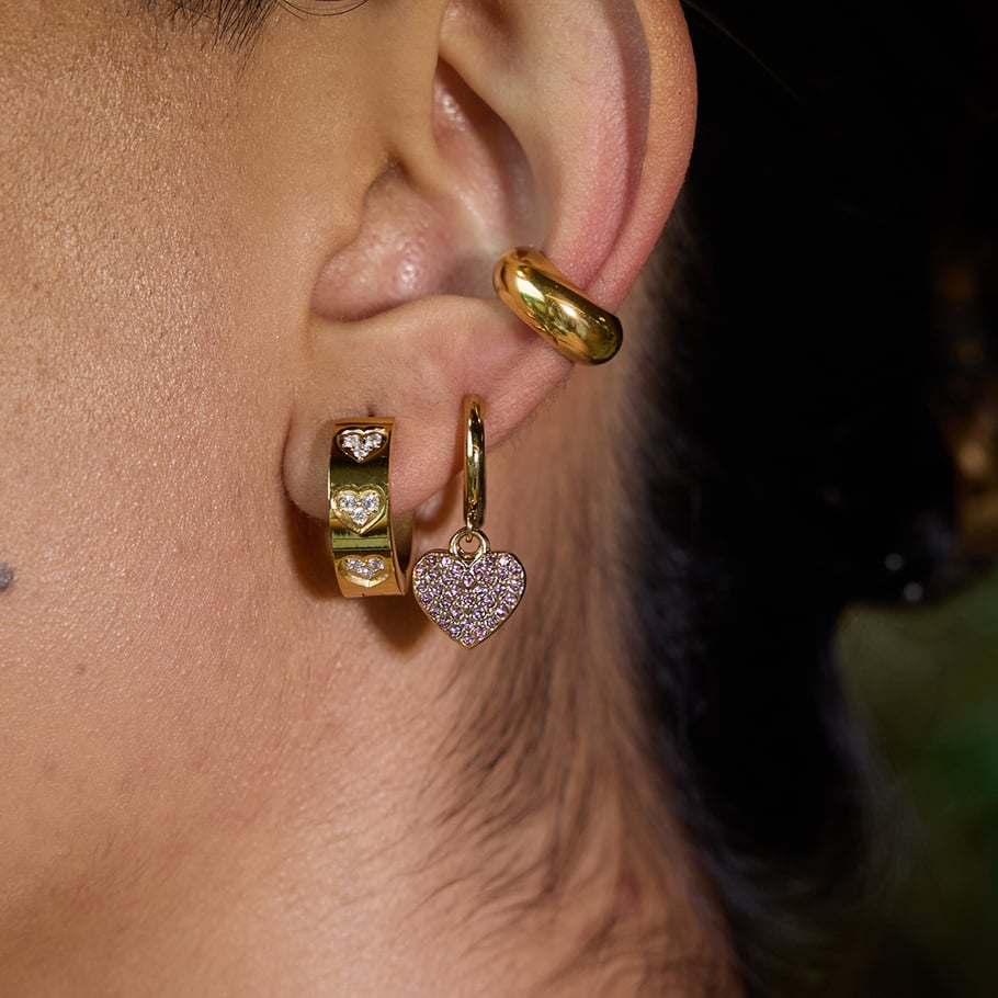 Retro Heart Stainless Steel Gold Color Drop Earrings h5Picture2