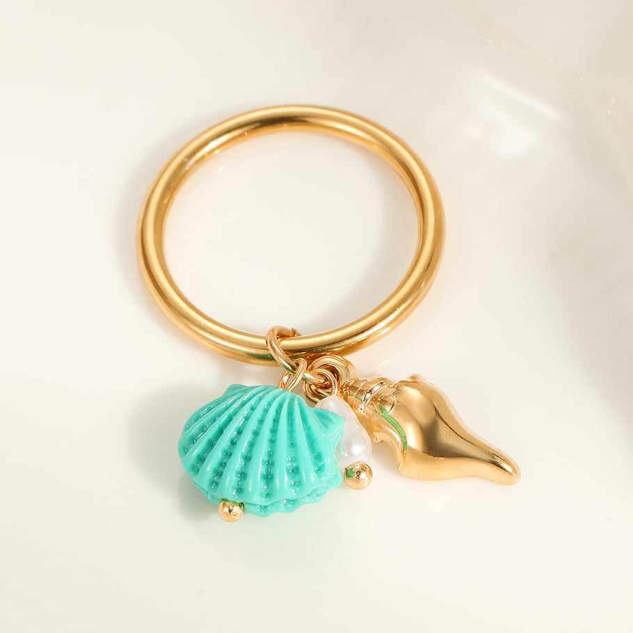 1 Paar Statement-Ringe aus Edelstahl der Romantic Series Vacation Turtle in Goldfarbe Bild4