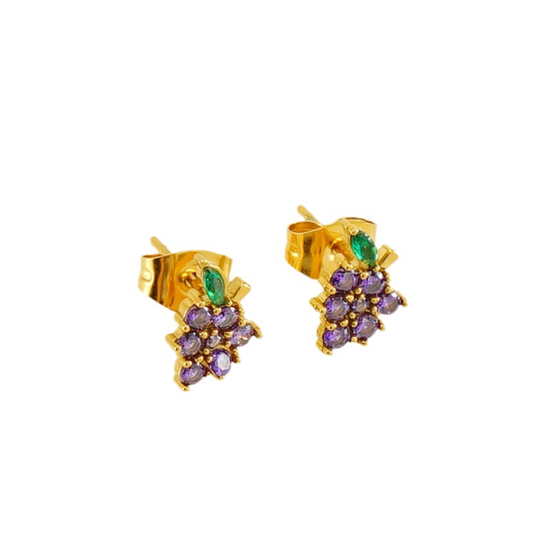 Orecchini piercing in acciaio inossidabile color oro a forma di uva 