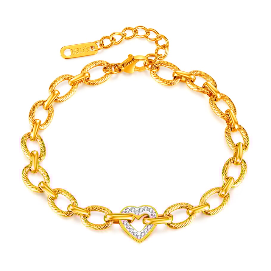 Heart Stainless Steel Gold Color Chain Bracelets