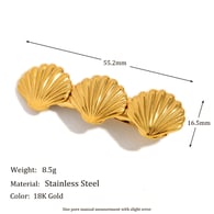 3 Scallop Hair Clips - Gold Picture2
