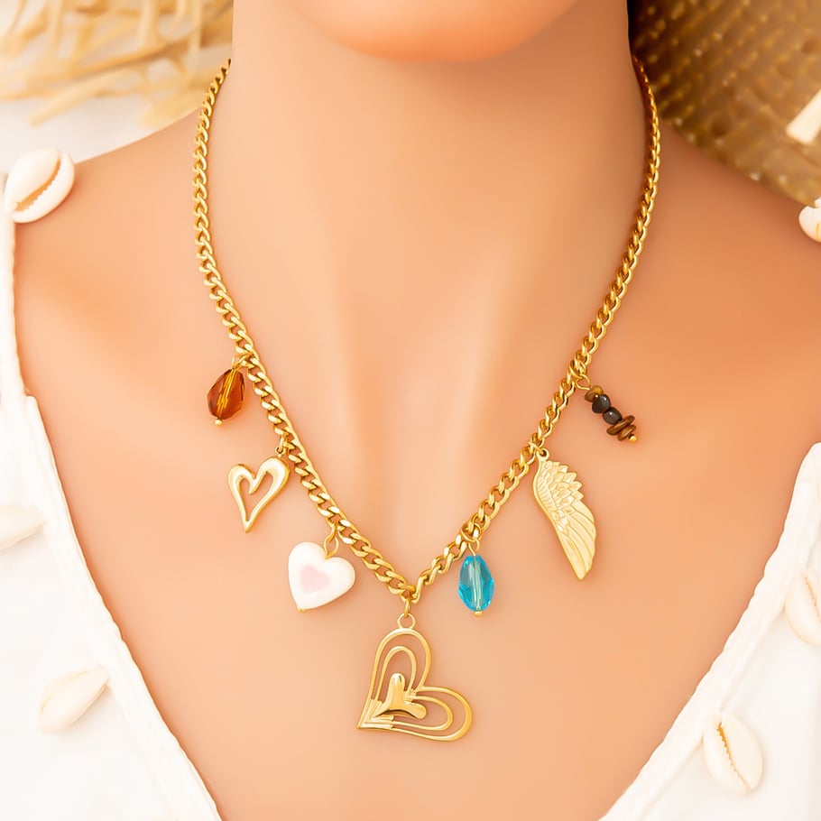 Sweet Heart Swing Stainless Steel Gold Color Women's Pendant Necklaces Picture5
