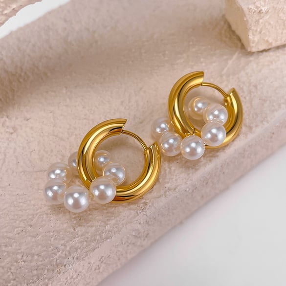 1 Paar einfache Serie täglich geometrische Edelstahl Gold Farbe Damen Tropfen Ohrringe 2
