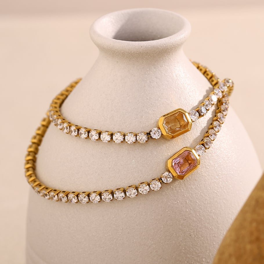 Luxe serie elegante effen roestvrijstalen dameskettingarmbanden Afbeelding4