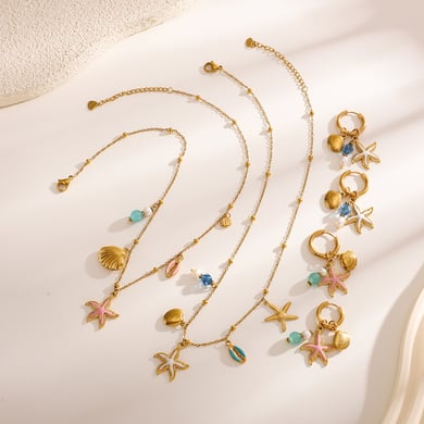 Classic Starfish Colorful Gold Color Women's Pendant Necklaces h5 Picture4