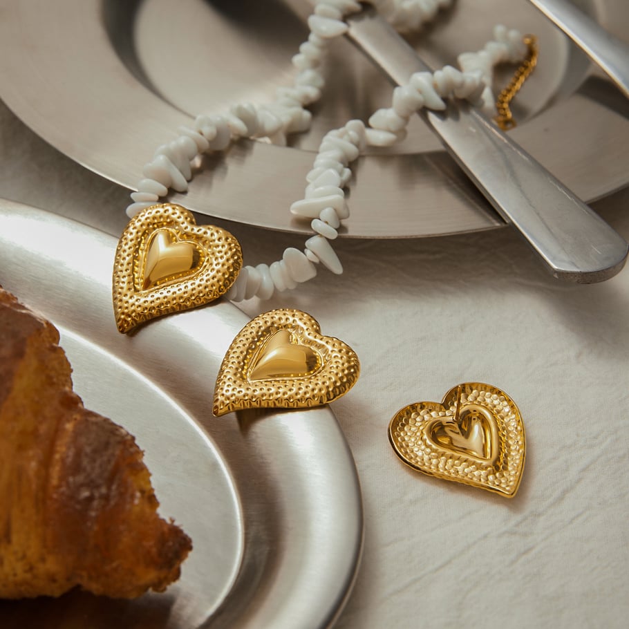 Romantic Heart Stainless Steel  Gold Color Beaded Necklaces Picture4