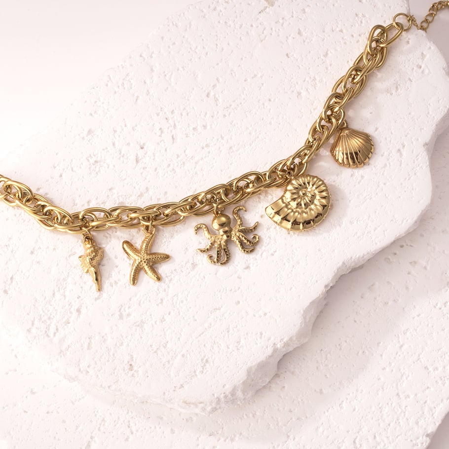 Braccialetti con ciondolo da donna in acciaio inossidabile color oro Octopus Oceanic Immagine5