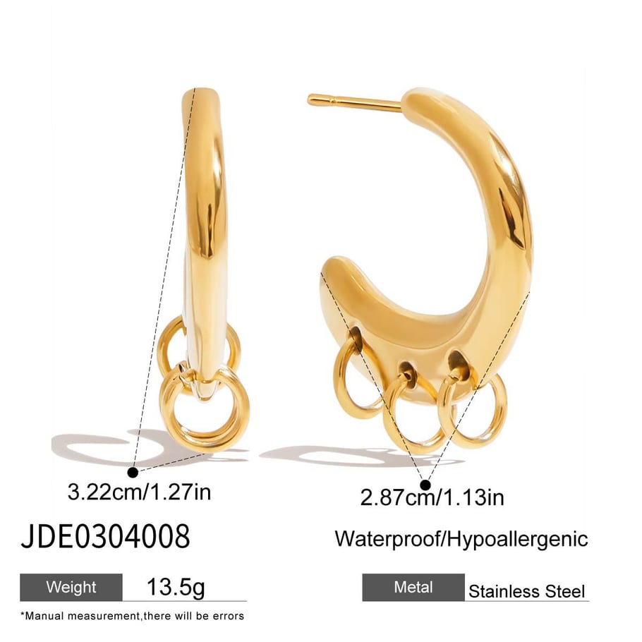 Orecchini a cerchio in acciaio inossidabile color oro stile Ins Immagine2