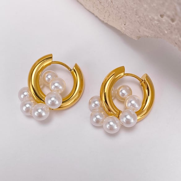 1 Paar einfache Serie täglich geometrische Edelstahl Gold Farbe Damen Tropfen Ohrringe