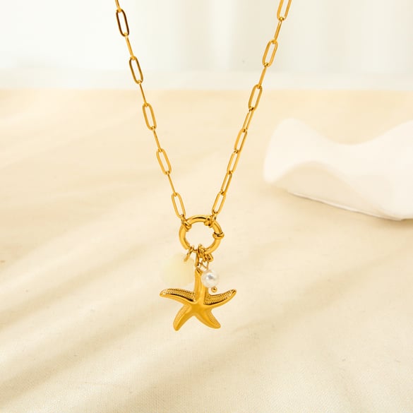 1 par de collares colgantes de acero inoxidable dorados con diseño de tortuga de vacaciones de la serie romántica para mujer 2