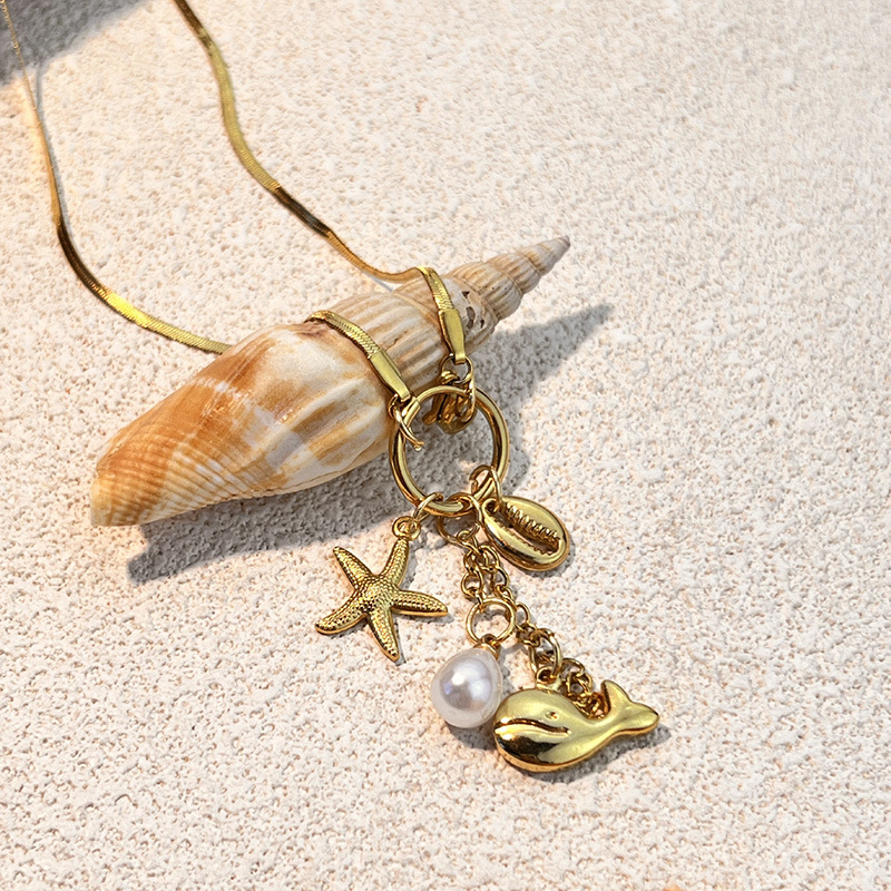 Oceanic Stainless Steel Gold Color Pendant Necklaces Picture2