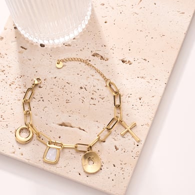 Classic Elegant Geometric Stainless Steel Gold Color Women's Charm Bracelets h5 Picture5