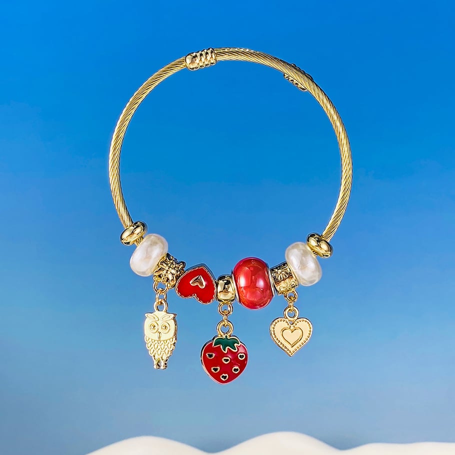 Erdbeere Gold Farbe Manschette Armbänder Bild5