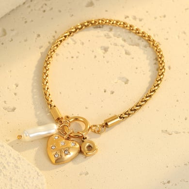 Collares románticos retro con colgante de corazón de acero inoxidable dorado para mujer h5 Imagen4