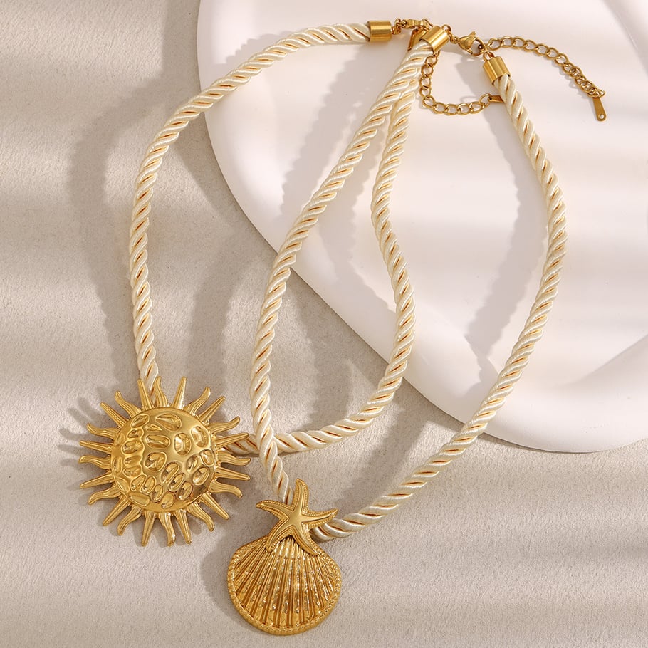 Collane con ciondolo da donna in acciaio inossidabile &quot;Vacance Sun&quot; Immagine3