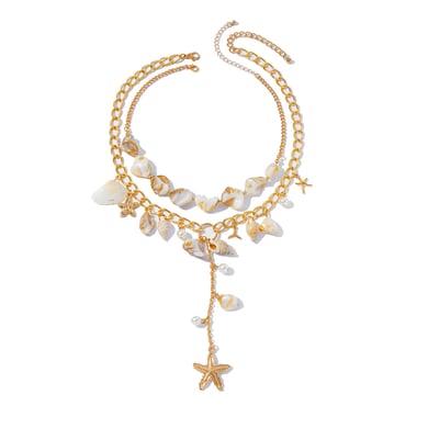 Oceanic Shell Iron Layered Necklaces h5 
