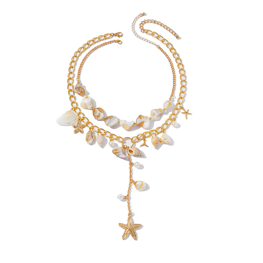Oceanic Shell Iron Layered Necklaces 