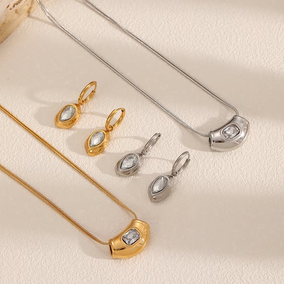 Conjuntos de pendientes geométricos de acero inoxidable en color dorado estilo Ins