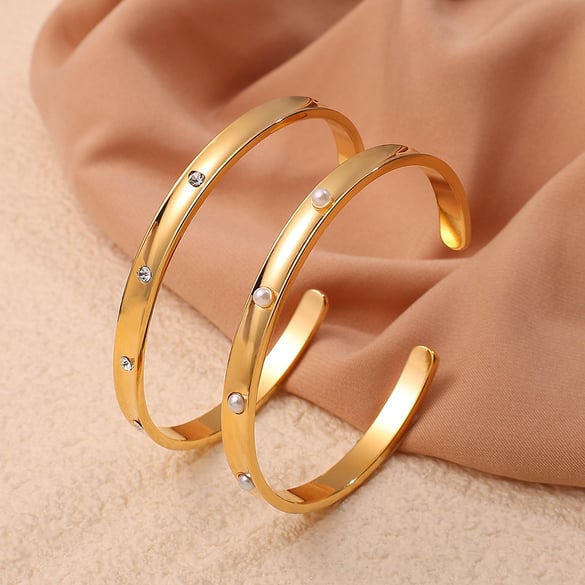 Braccialetti a polsino in acciaio inossidabile color oro