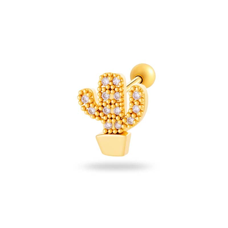 Blume Kupfer Gold Farbe Zirkon Piercings Ohrringe 