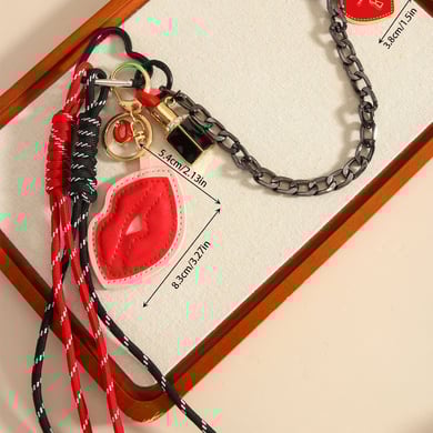Charms para bolso de mujer de PU con cadena y diseño de labios en forma de corazón h5 Imagen2