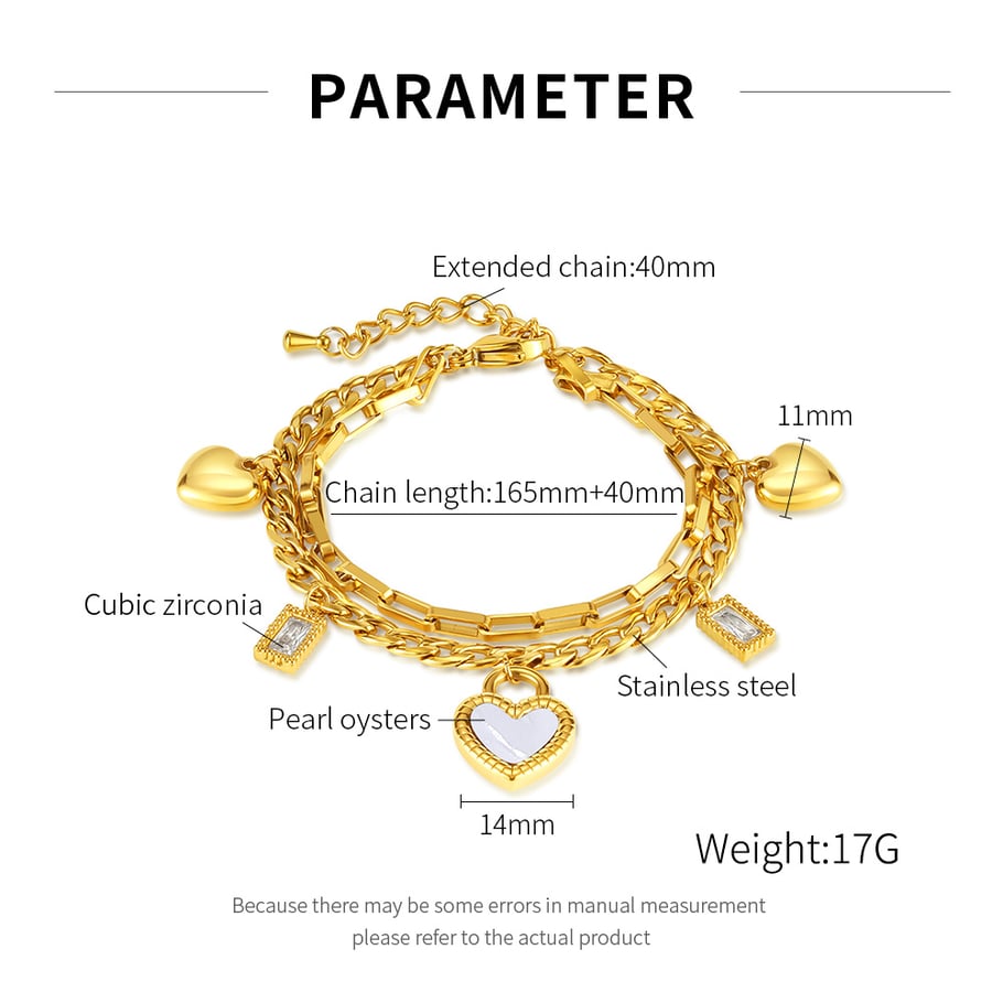 Tägliche Herz-Charm-Armbänder aus Edelstahl in Goldfarbe Bild2
