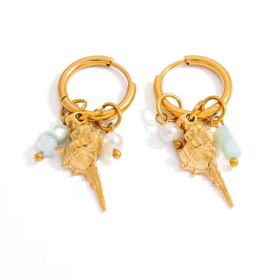 1 Paar einfache Serie Edelstahl Gold Farbe Damen Tropfen Ohrringe 