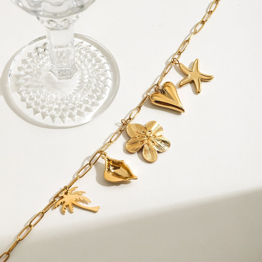 Süße Blume Edelstahl Gold Farbe Anhänger Halsketten Bild6