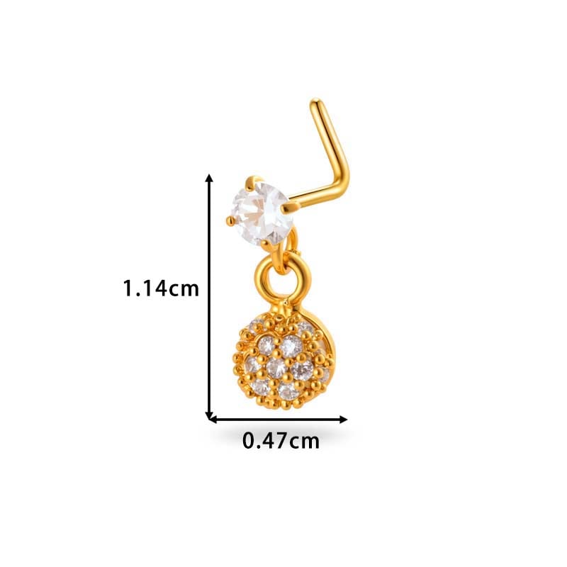 1 Stück Simple Series Simple Cross Kupfer Gold Farbe Zirkon Damen Nasenstecker Bild2
