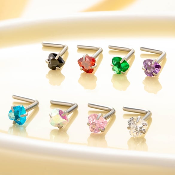 1 Paar Simple Series Simple Heart Edelstahl Kein Beschichtungsmaterial Zirkon Damen Nasenstecker 2