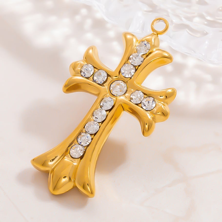 Verschiedene Kreuz Edelstahl Gold Farbe Zirkon frauen Anhänger Bild3