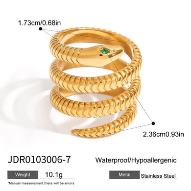 Snake Stainless Steel Gold Color Statement Rings h5 Picture2