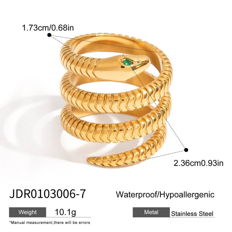 Snake Stainless Steel Gold Color Statement Rings Picture2