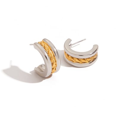 Pendientes geométricos clásicos de acero inoxidable en colores variados h5 
