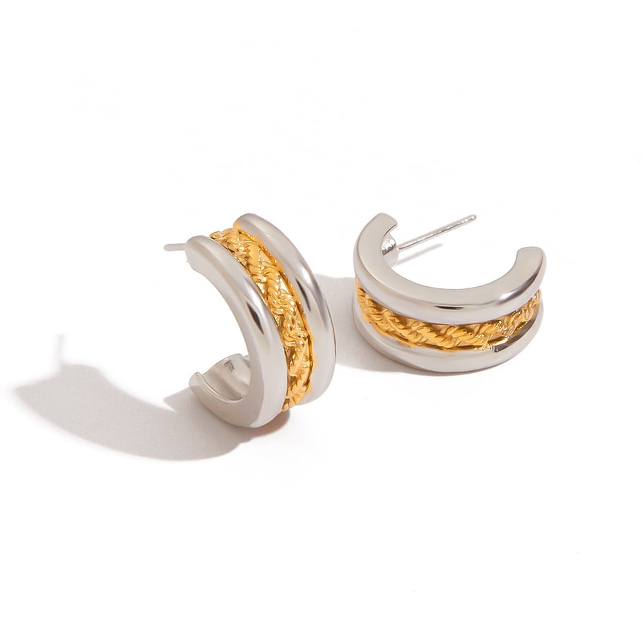 Pendientes geométricos clásicos de acero inoxidable en colores variados 