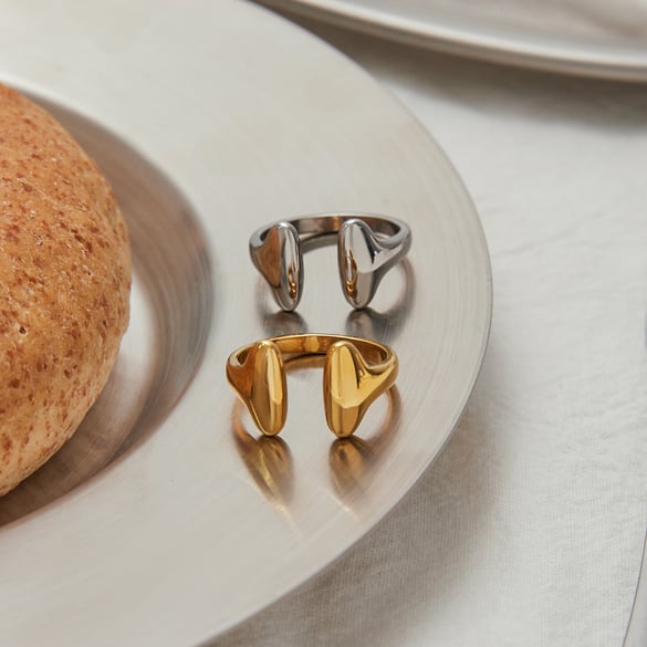 Stainless Steel Gold Color Minimalist Rings 2