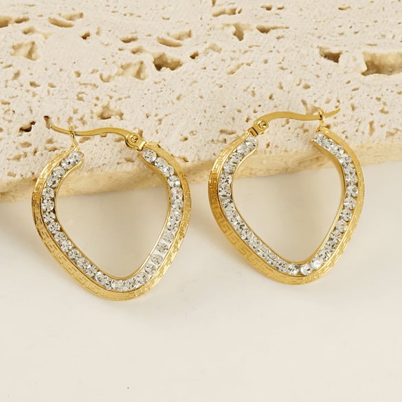Classic Stainless Steel  Gold Color Hoop Earrings 2