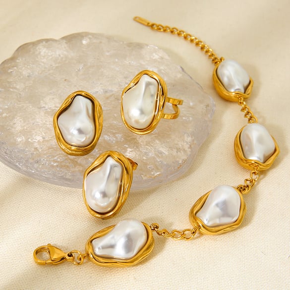 Elegante Serie Perle Edelstahl Damen Halskette 2