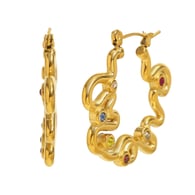 Orecchini a spirale con diamanti colorati - Oro 