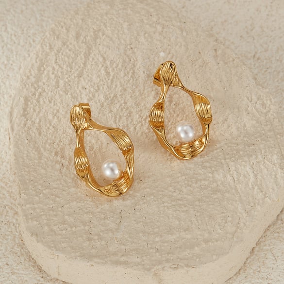 1 paire de boucles d&#39;oreilles à tige géométriques quotidiennes en acier inoxydable couleur or pour femme, série Simple