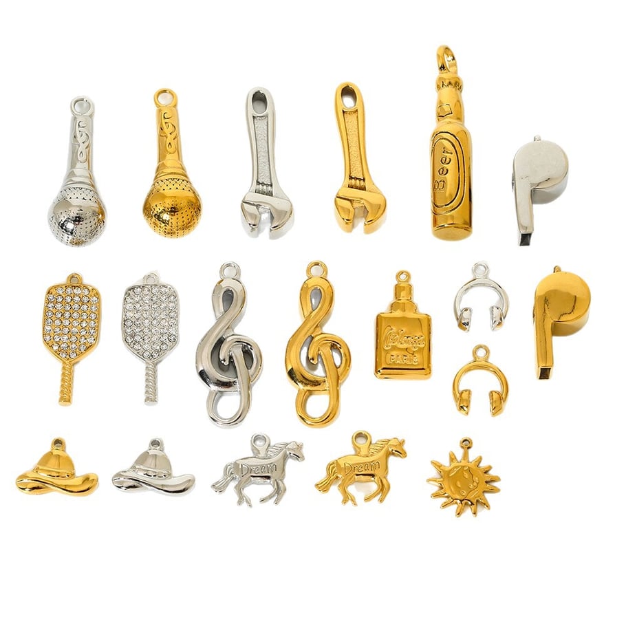 1 paio di ciondoli unisex geometrici in acciaio inossidabile color oro, serie semplice, giornalieri Immagine5