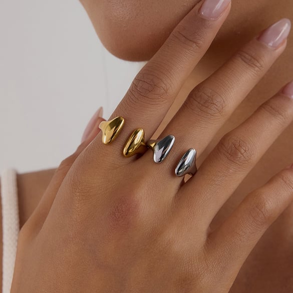 Stainless Steel Gold Color Minimalist Rings