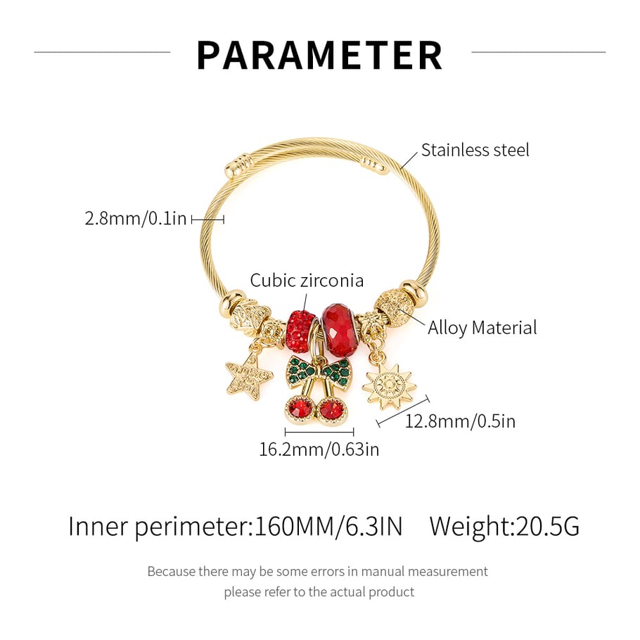 Süße Kirsche Gold Farbe Manschette Armbänder Bild2