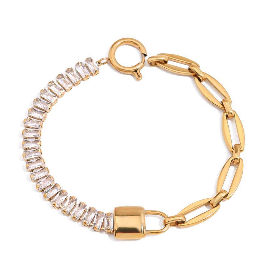 Lussuosi braccialetti con ciondolo a forma di cuore in acciaio inossidabile color oro Immagine2