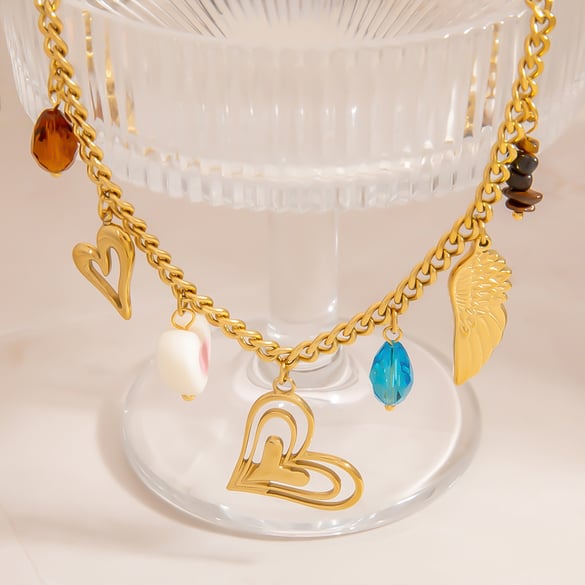 Collane con ciondolo Sweet Heart Swing in acciaio inossidabile color oro da donna