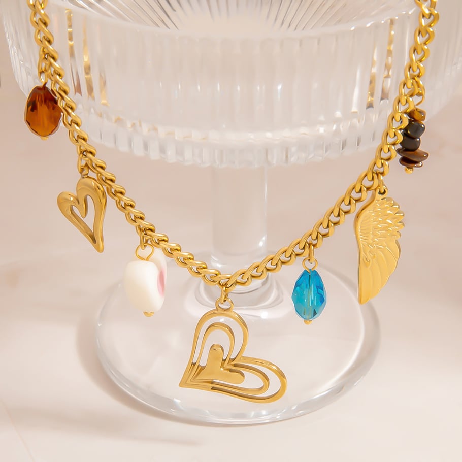 Sweet Heart Swing Stainless Steel Gold Color Women's Pendant Necklaces Picture3