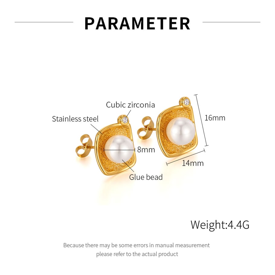 1 Paar Simple Series Tägliche geometrische Edelstahl Goldfarbene Damen-Ohrstecker Bild2